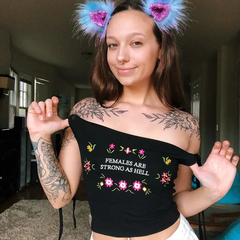 summer foreign trade ins super fire women's sizzling explosion models sexy letters embroidered sling vest women's shirt