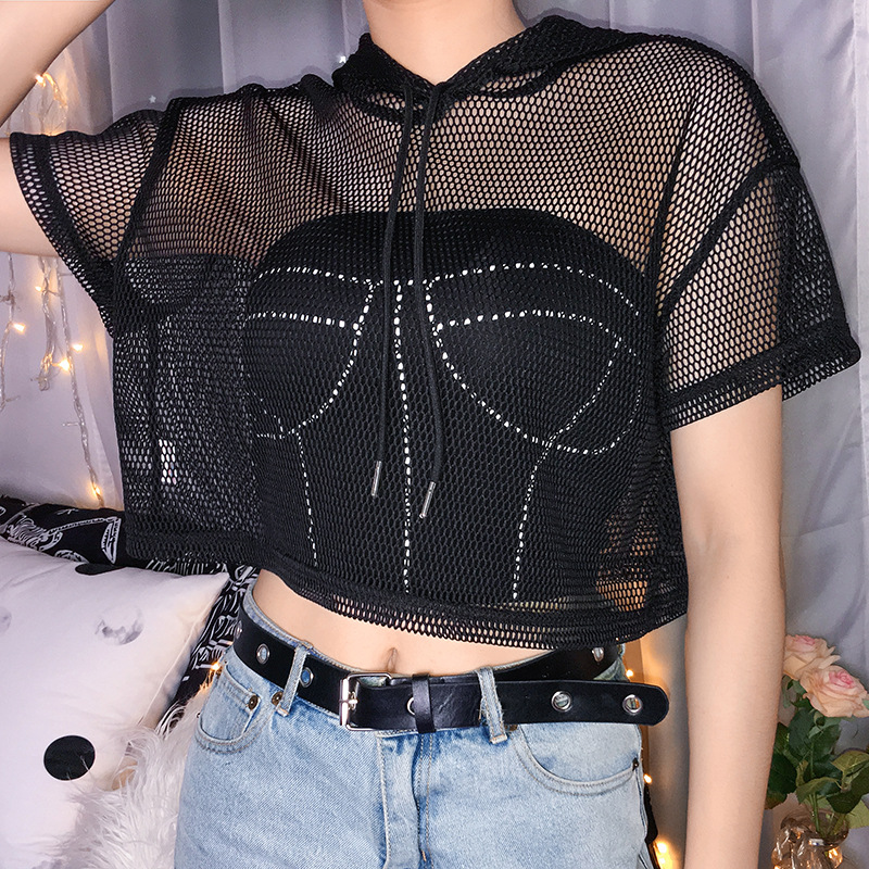 Loose dance yoga mesh gauze hooded sunscreen clothing