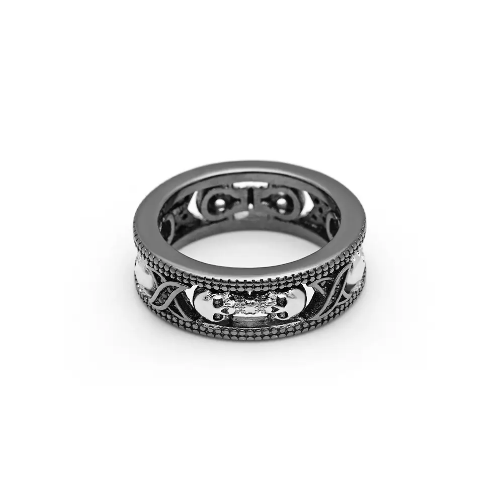 Shantou men's ring punk element two-color jewelry ring