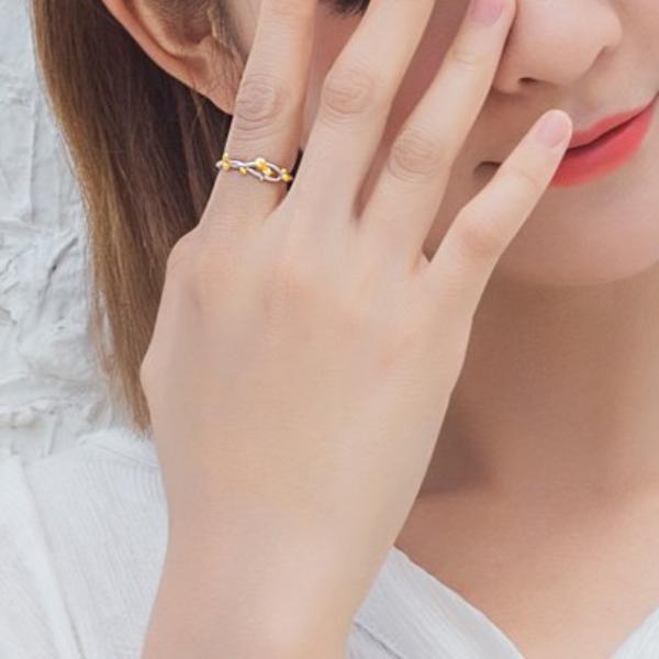 Flower bud original sprout index finger ring female sterling silver simple personality student Japan and South Korea closed tail ring ring tide