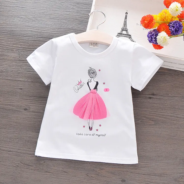 Summer Korean Children's Wear Short-sleeved Cotton T-shirt Cartoon Girls