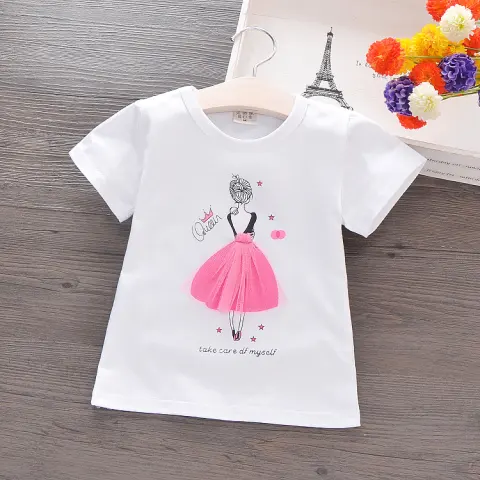 Summer Korean Children's Wear Short-sleeved Cotton T-shirt Cartoon Girls