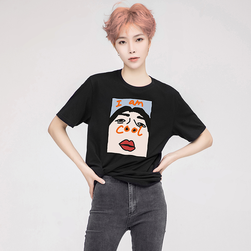 European and American printing spring large size women's bottoming shirt