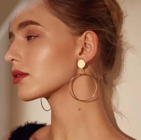 Simple Style Temperament Earrings Japanese and Korean Large Circle