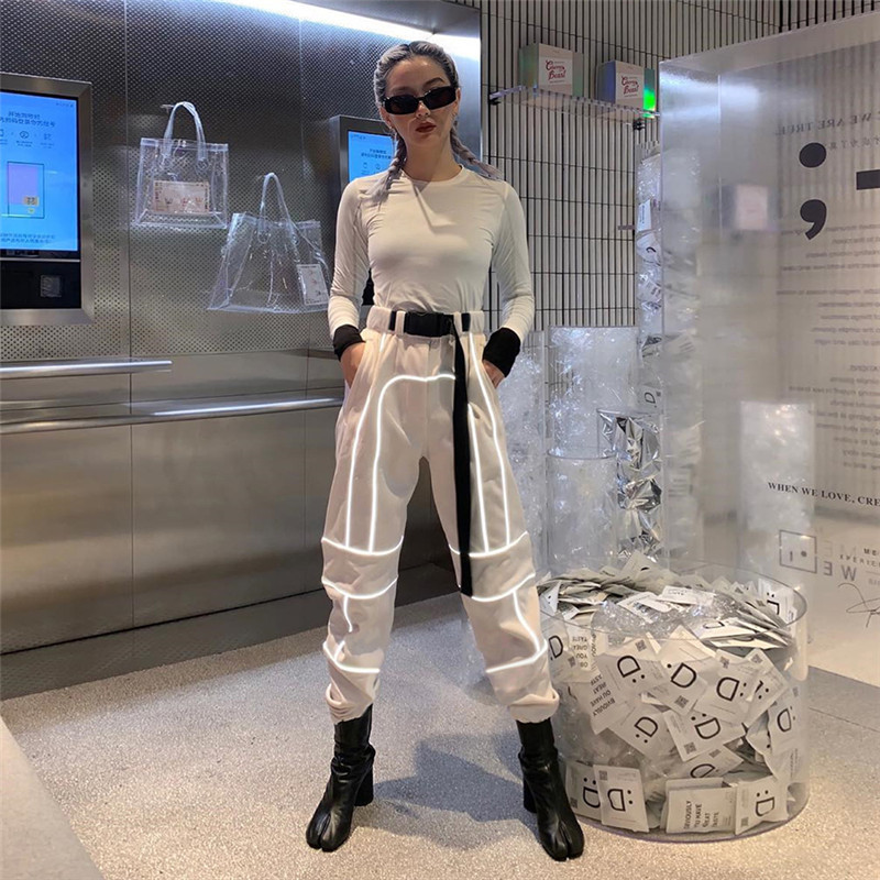 Europe and the United States cross-border explosion models speed sell through the spring new women's ins hot reflective stitching casual overalls