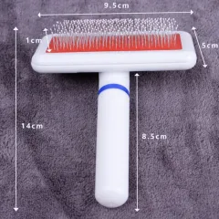 Fur Collar White Needle Comb Dog Grooming Comb With Protection Head Cat Dog Brush Brush Plastic Handle Airbag Needle Comb - White - View 1