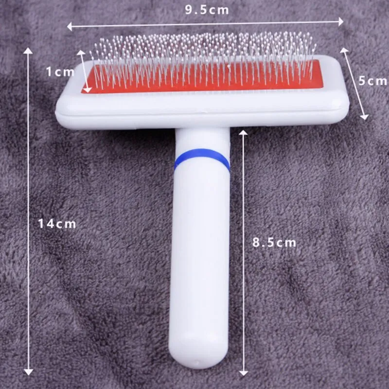 Fur Collar White Needle Comb Dog Grooming Comb With Protection Head Cat Dog Brush Brush Plastic Handle Airbag Needle Comb - White