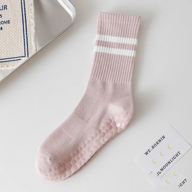 Indoor Anti Skid Wear Resistant Foot Guard Medium Tube Socks Light Pink - Shop at LoveMi