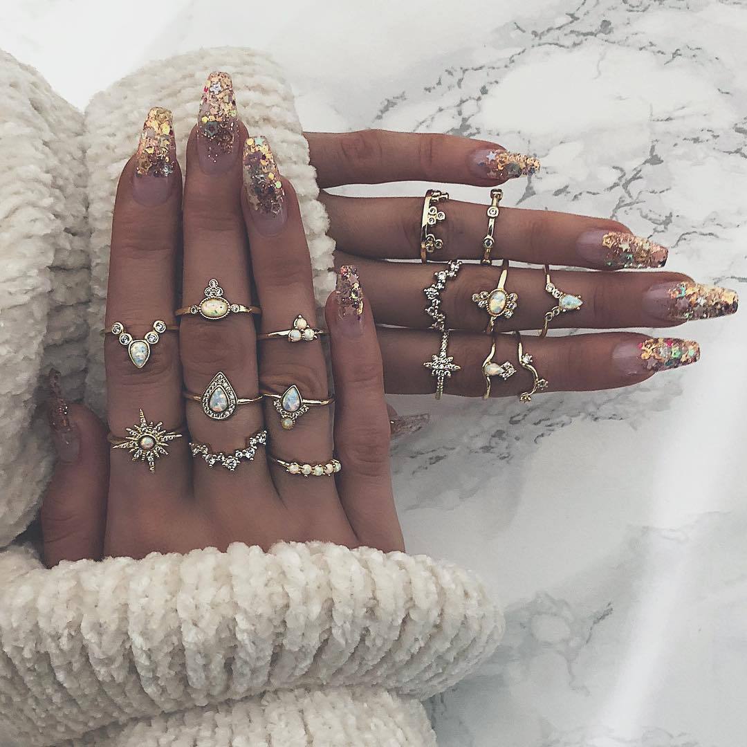 Crown Drop Shape Retro Style Set Ring