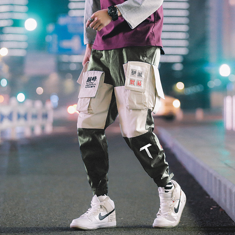 Spring Men's Large Size Color Matching Casual Pants Trousers