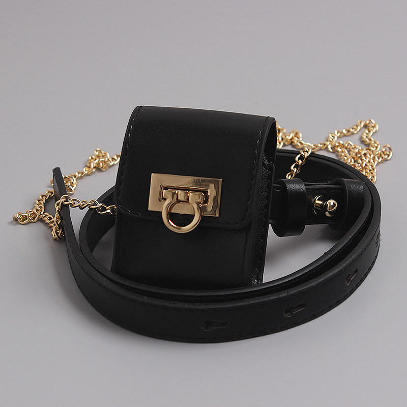 Chain Mini Messenger Bag Belt Waist Bag Black - Shop at LoveMi