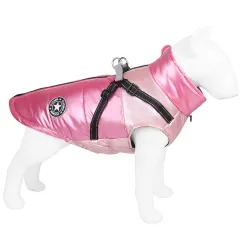 Windproof And Warm Reflective Webbing Big Dog Cotton Coat Pet Clothing - Pink - View 1