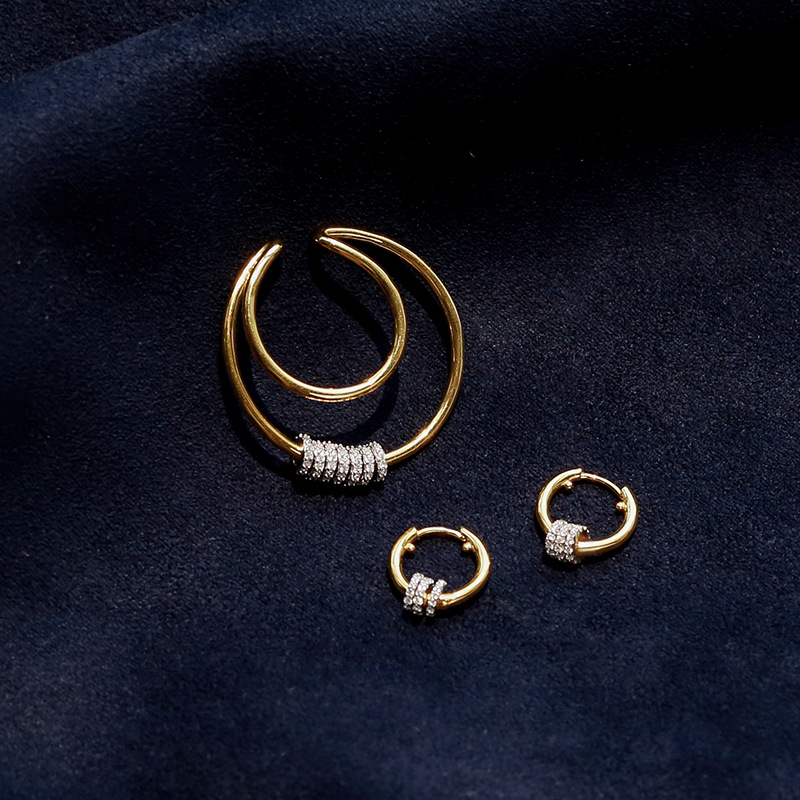 925 silver micro-inlaid zircon gold large circle ear clip earrings women fashion smart small ring earrings earrings