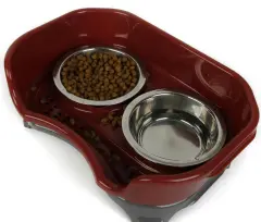 Dog bowl cat bowl pet cat double basin splash-proof neat dog cat rice bowl food bowl stainless steel bowl - Coffee - View 1