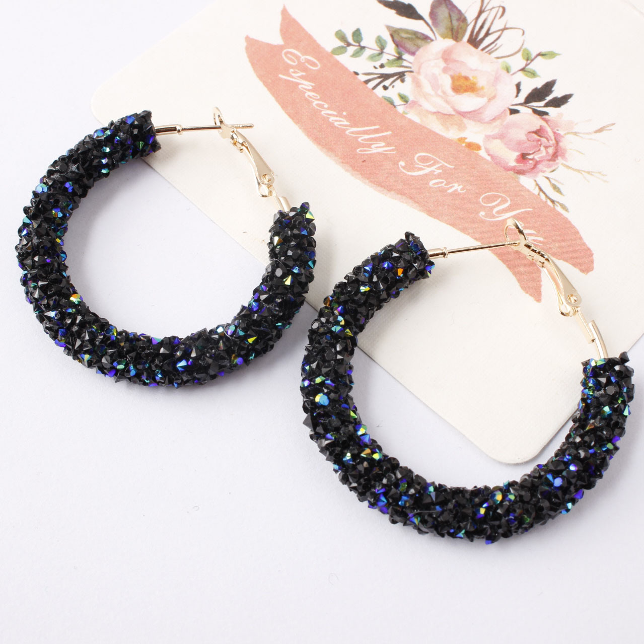 Trendy Fashion Lady Flash Diamond Circle Earrings