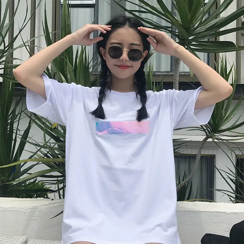 White short-sleeved t-shirt women's loose Korean students wild half-sleeve tops