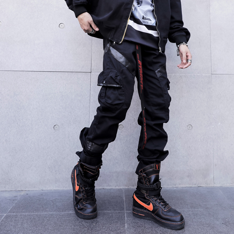 Dark Hip Hop Four Seasons Pocket Workwear Casual Pants Korean Loose Velcro Foot Men's Pants