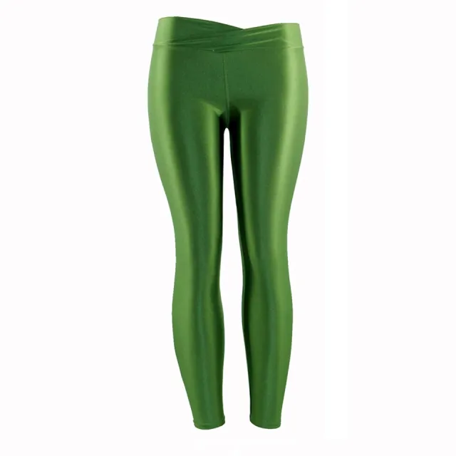 Summer New Low Waist Stretch slim gloss trousers thin candy color nine point underpants for women wearing fluorescent pants Army Green - Shop at LoveMi