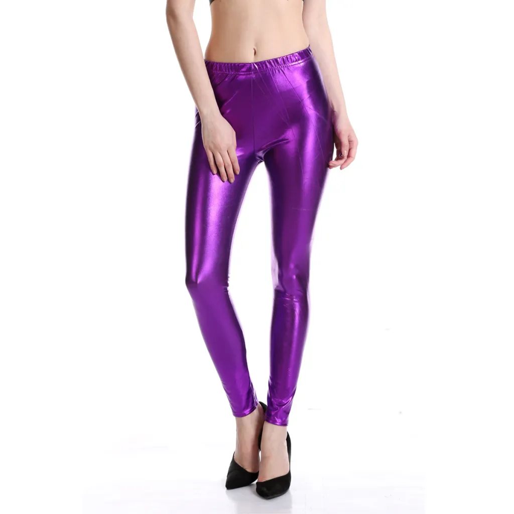 Sexy tight-fitting solid color leggings - Violet