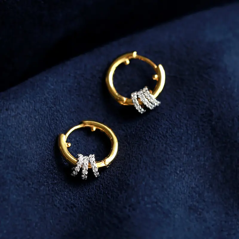 925 silver micro-inlaid zircon gold large circle ear clip earrings women fashion smart small ring earrings earrings
