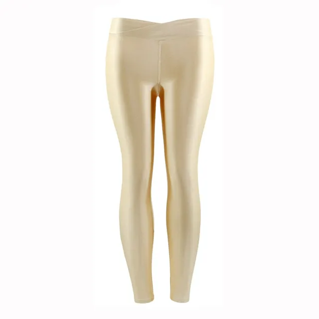 Summer New Low Waist Stretch slim gloss trousers thin candy color nine point underpants for women wearing fluorescent pants Skin Colour - Shop at LoveMi