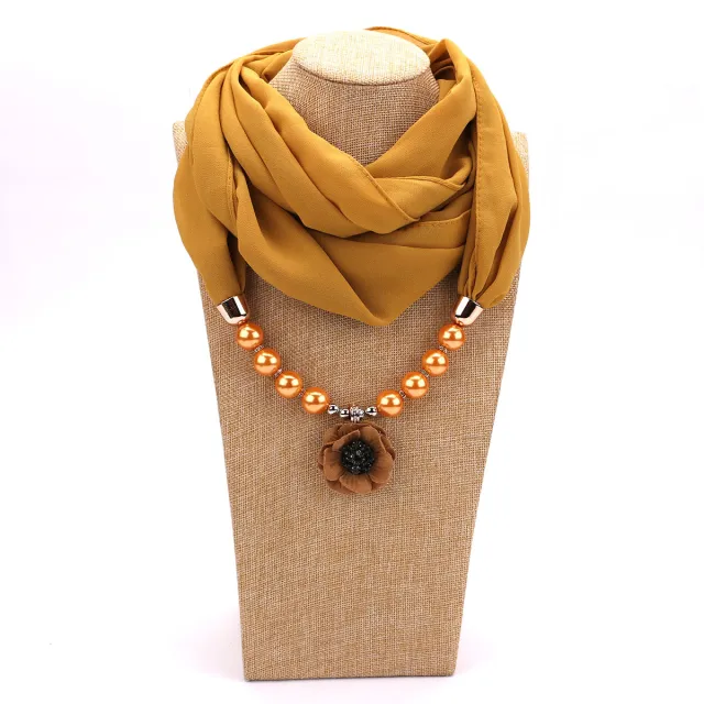 Pearl chiffon jewelry necklace scarf 1Style - Shop at LoveMi