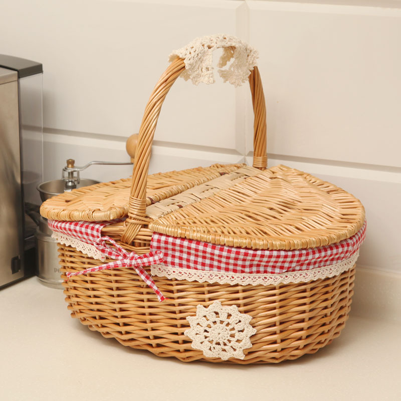 Wicker storage basket hand woven Wood Red - Shop at LoveMi
