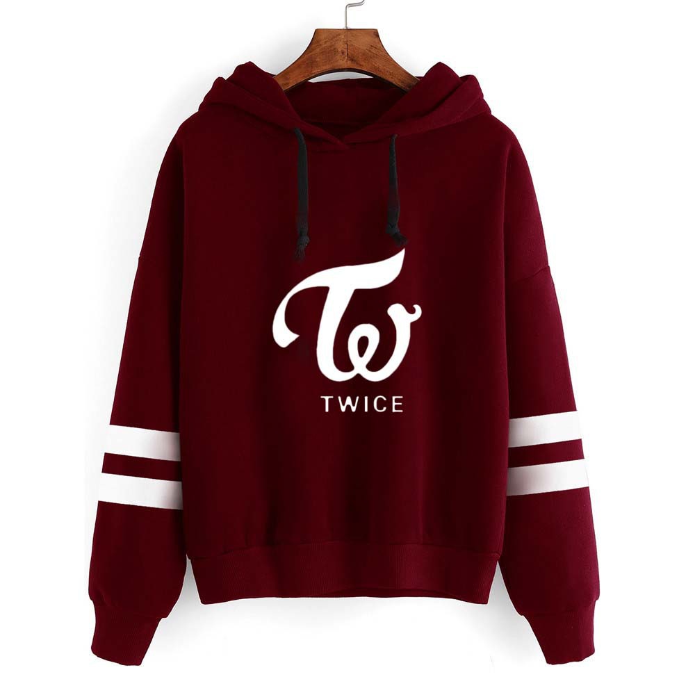 Korean TWICE women's group around the new plus velvet hooded sweater official support for men and women