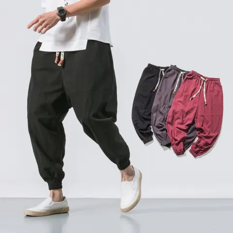 Mens Hip Hop Streetwear Gym Joggers Pants Drawstring Elastic