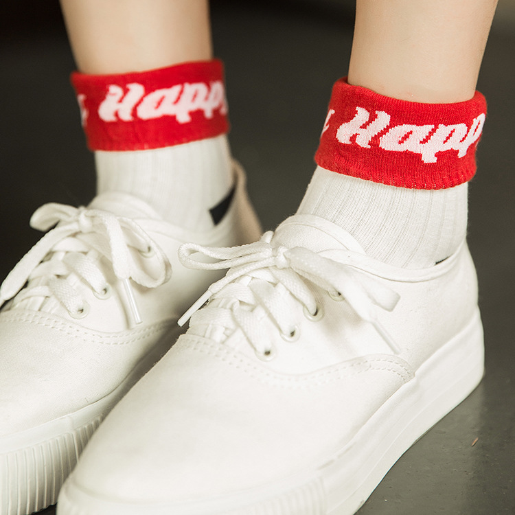 Cuffed English letter two bar socks