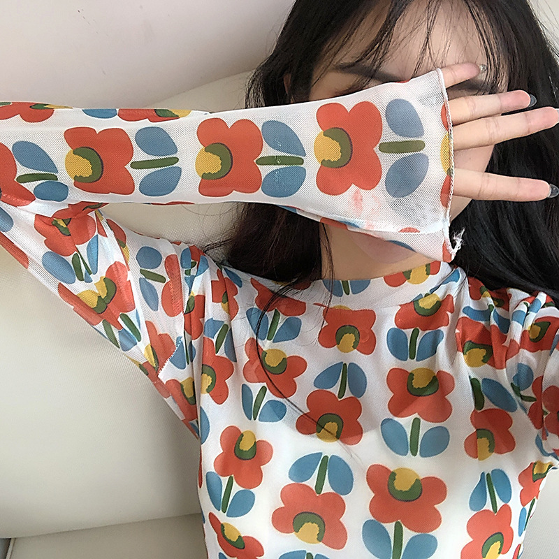 Korean version of the long-sleeved self-cultivation sunscreen top T-shirt bottoming shirt