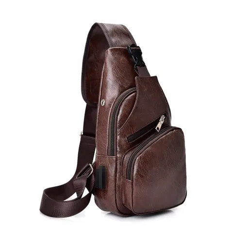 Backpack Male USB Charging Anti-theft Chest Bag Casual Retro