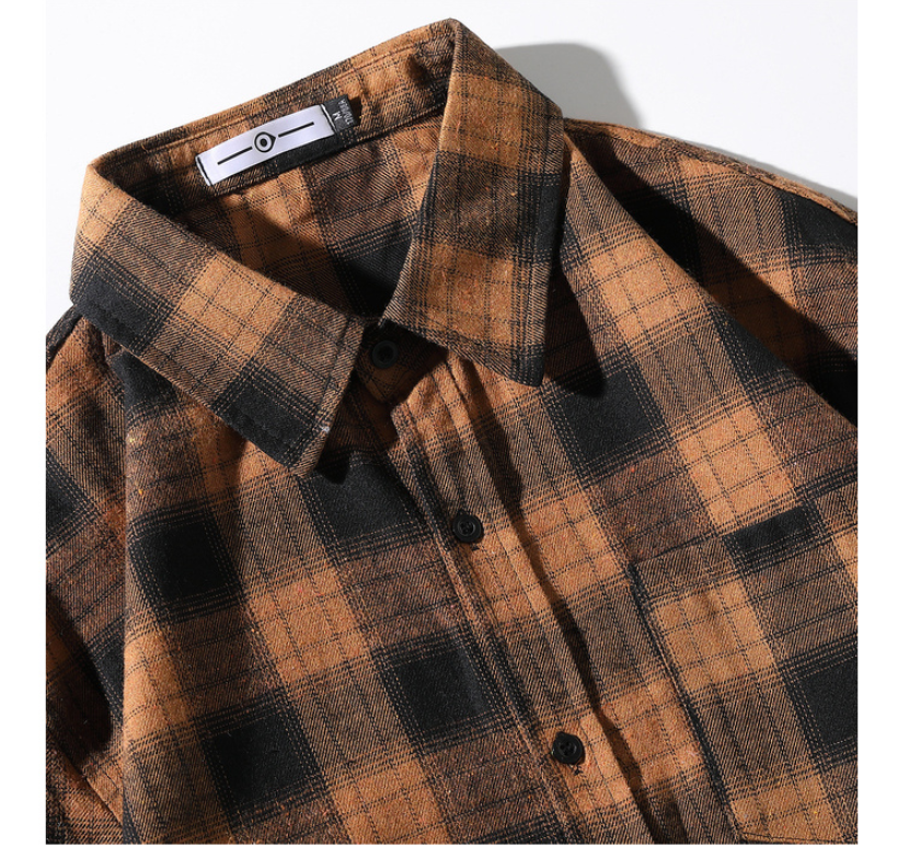 Title 7, Teen Fashion Plaid Long-sleeved Shirt