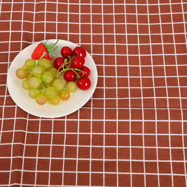 Stall Tablecloth Mat Linen Curtain Cotton Hemp Material 2Cm Coffee Check - Shop at LoveMi