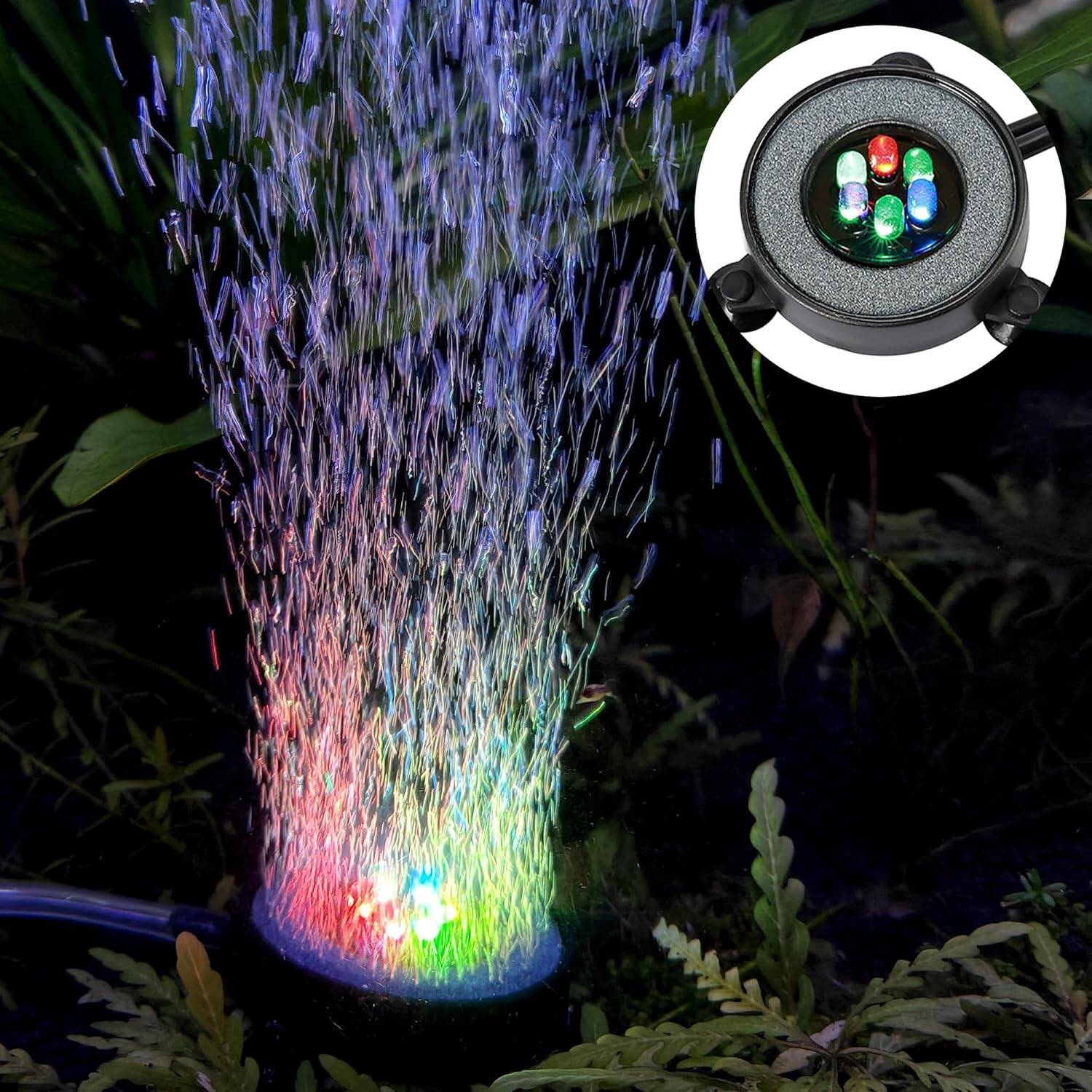 Fish Tank Bubbler With 6-Color Auto Changing LED Lights Aquarium Bubbler Stone... 4