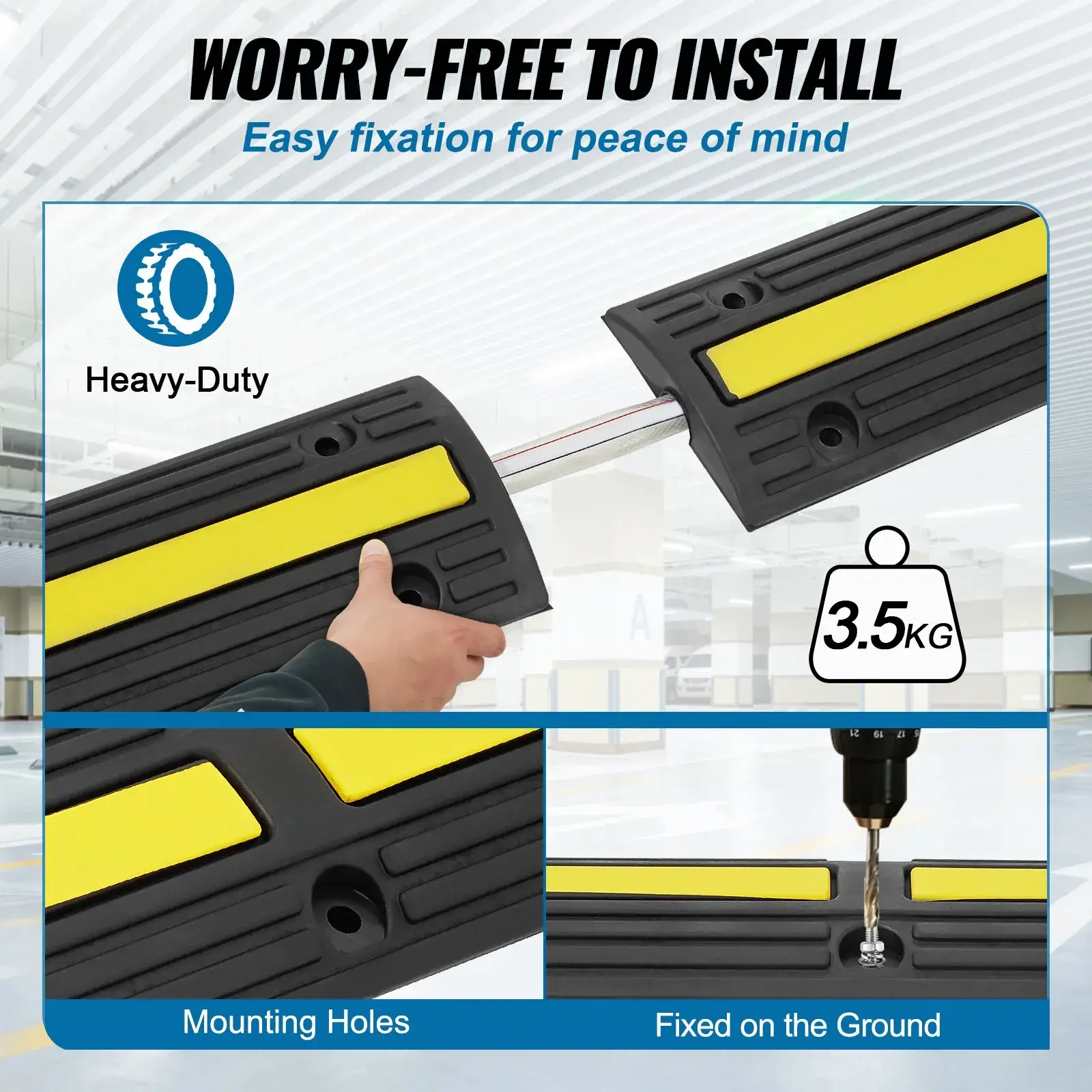 4 PCs 39'' Cable Protector Ramp 18000 Lbs Speed Bump Floor Cable Protector