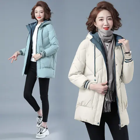 Female Mid-length Winter Clothing Loose Cotton Jacket Thickened Puffer