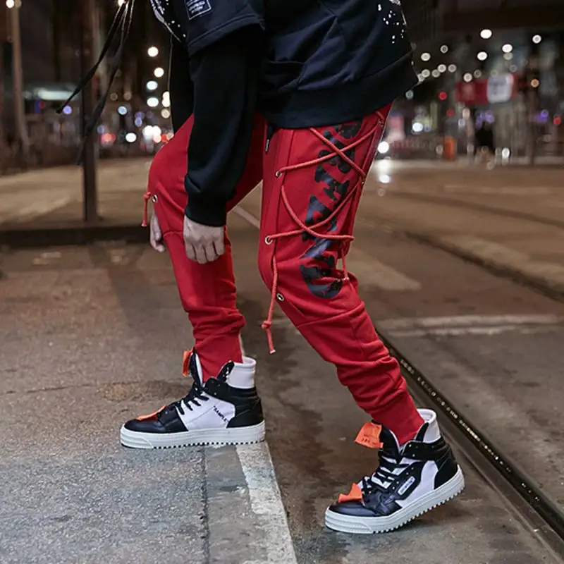 Men's High Street Hip Hop Print Wearing Rope Harem