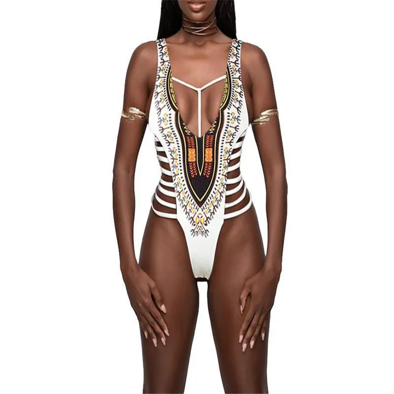 Multi-striped sexy bikini - White