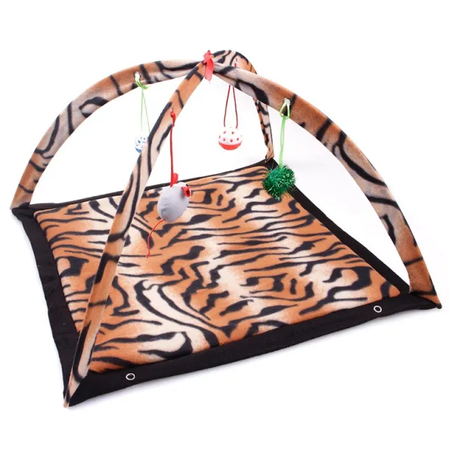 Cartoon Cat Play Tent Multifunctional Cat Hammocks Kitten Sleep Bed Foldable Cat Mat with Balls Cat Play House Toy Leopard Print - Shop at LoveMi