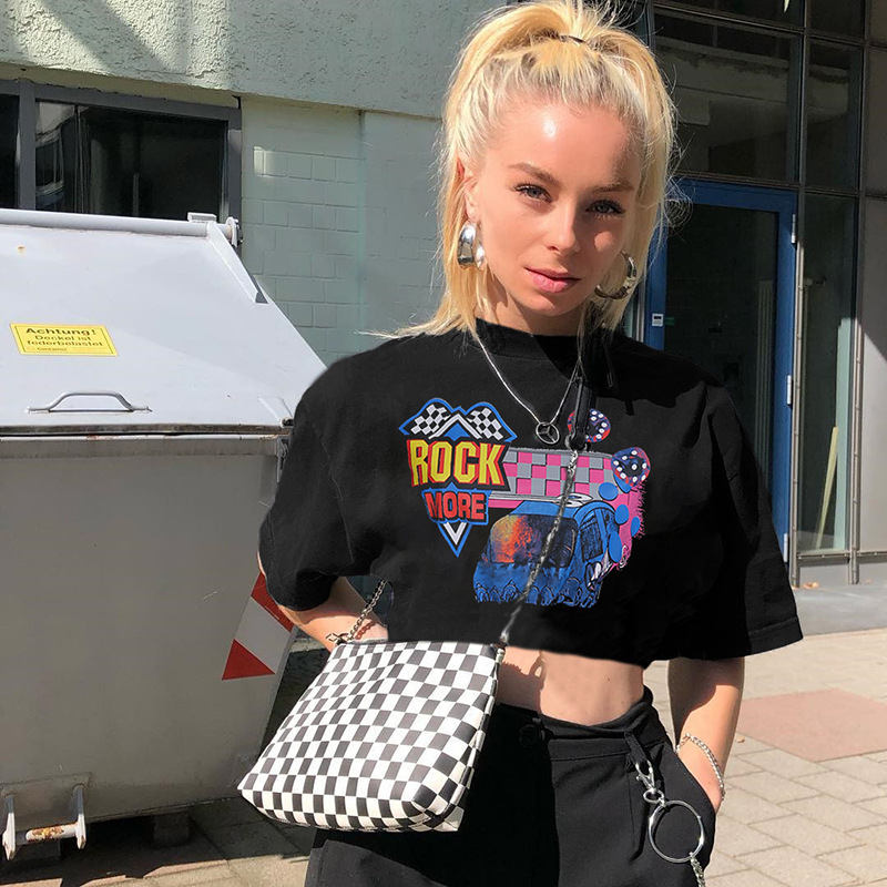 summer new Amazon foreign trade ins solid color printing round neck was thin casual short-sleeved T-shirt one generation