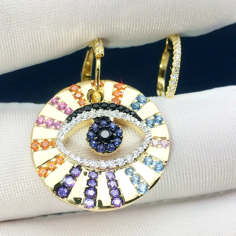 Europe and the United States big s925 sterling silver earrings women's diamonds colorful eyes earrings fashion accessories personality hypoallergenic