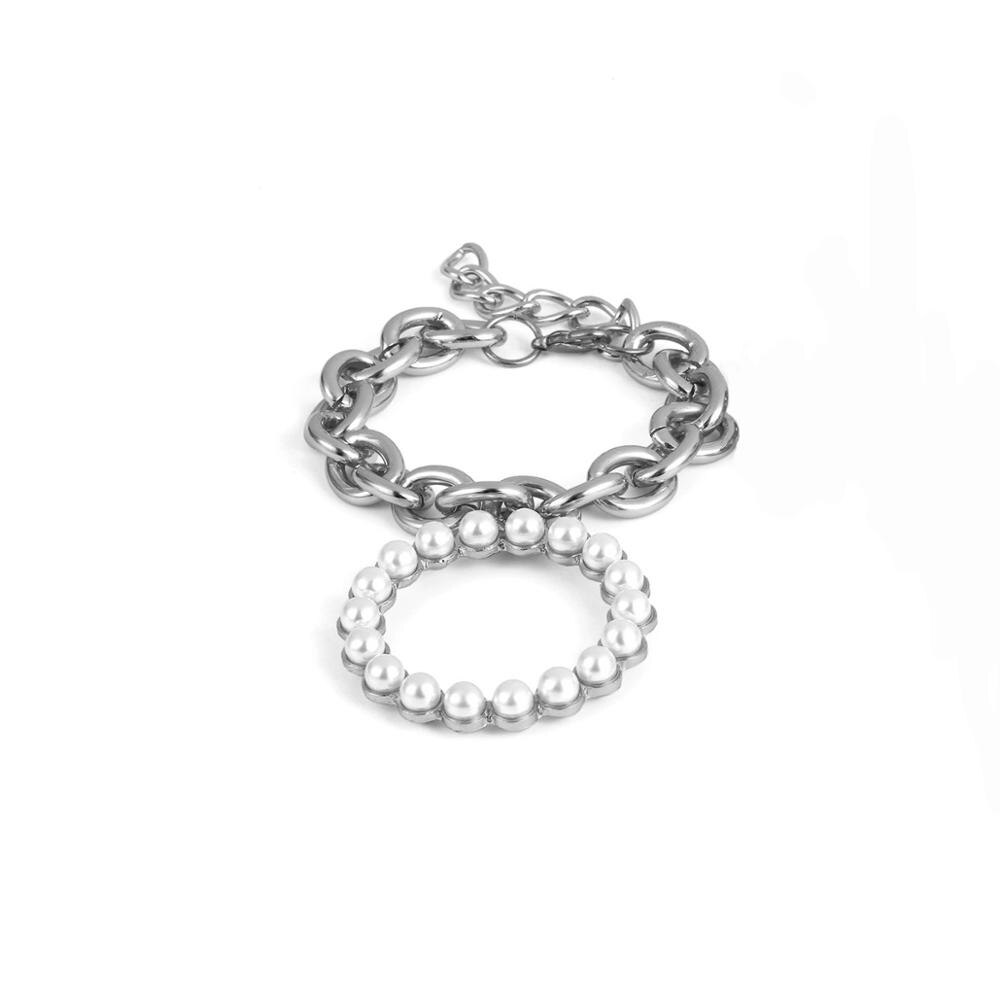 Euro-American Cross-border Jewelry Exaggerates Crab Geometry Hollow Hand Jewelry Female Punk Multi-layer Pearl-like Temperament Bracelet