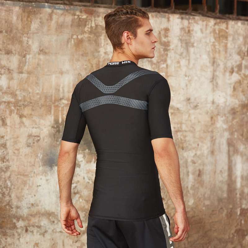 Fitness short-sleeved men's tight-fitting basketball running sweat-absorbent half-sleeved high-elastic shirt training sports t-shirt