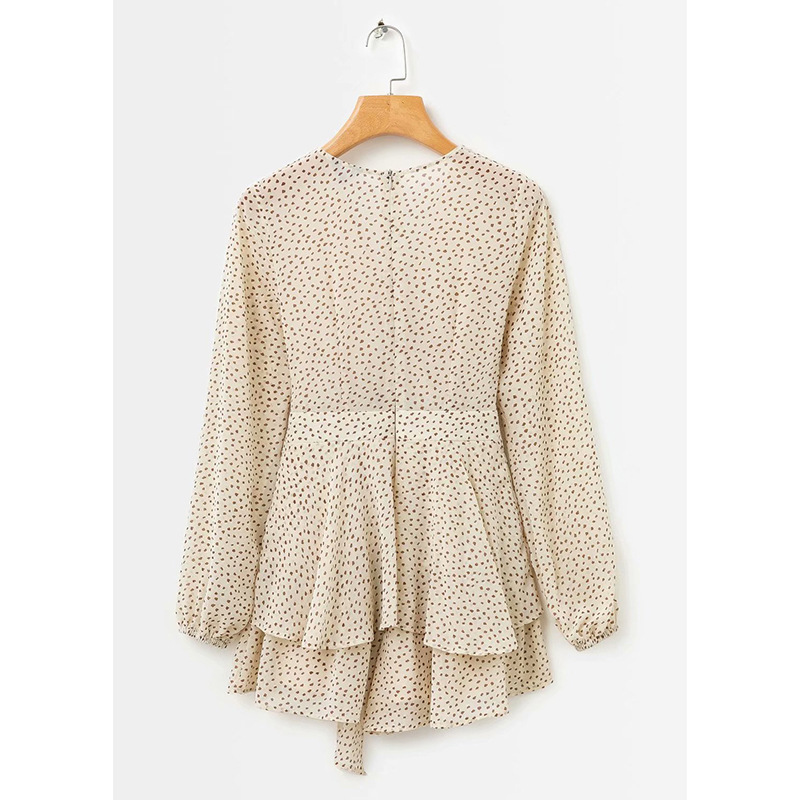 Lantern Sleeve Polka Dot Waist Jumpsuit