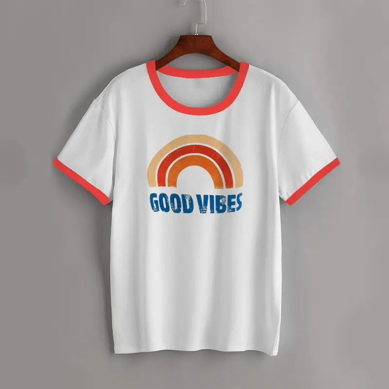 Rainbow printed letter short sleeve