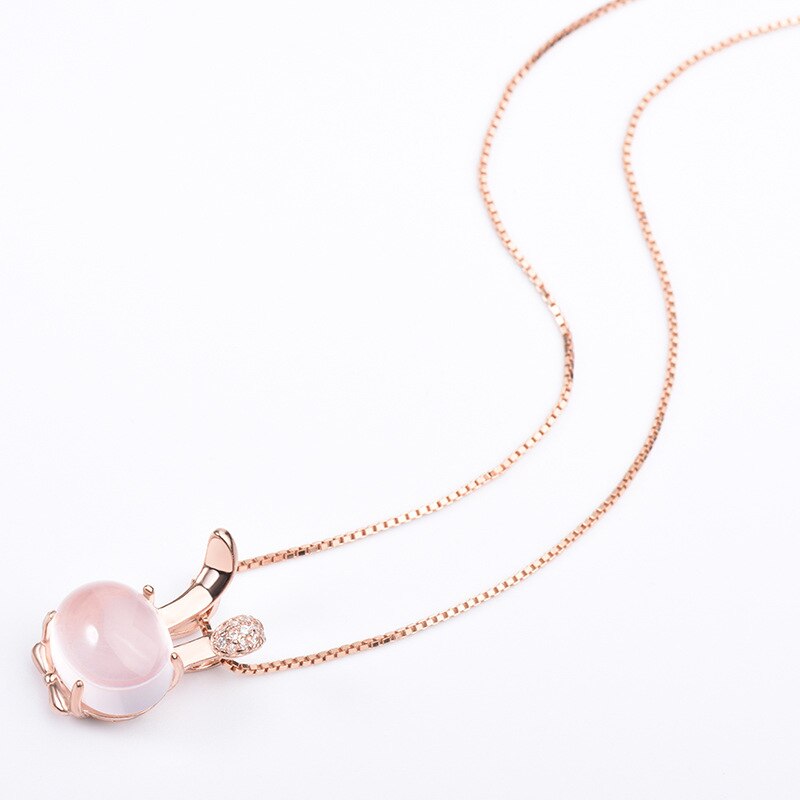 Korean version of the necklace rose gold natural hibiscus stone crystal rabbit female pendant