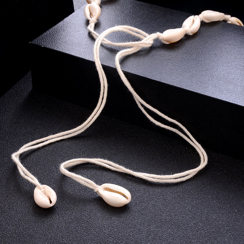 Simple natural shell cotton thread handmade thread necklace