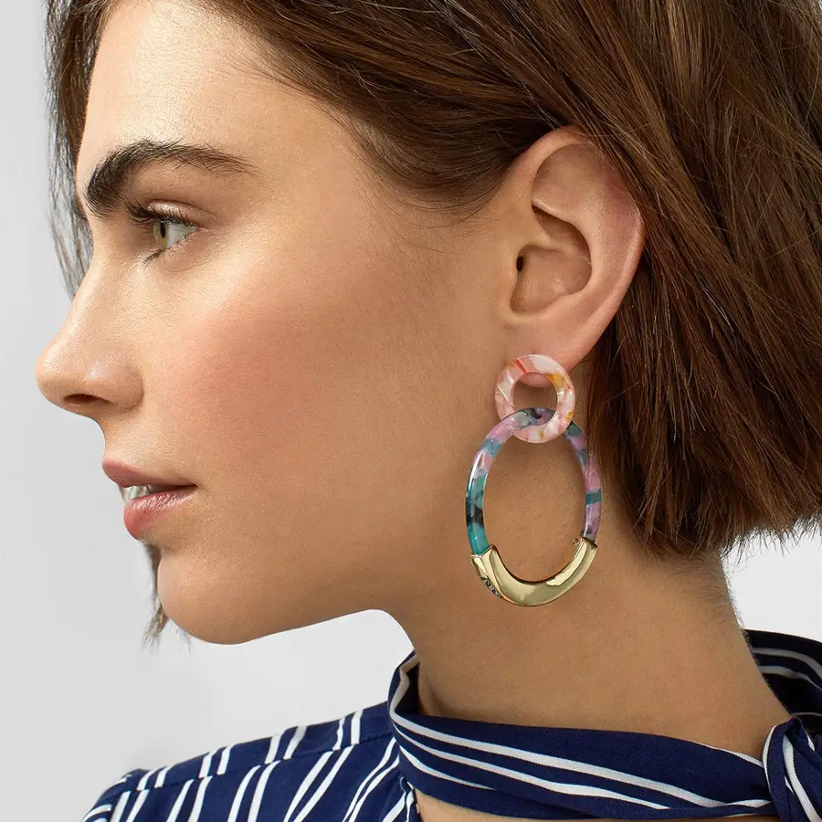 Alloy Acrylic Acrylic Sheet Geometry Circle Earrings