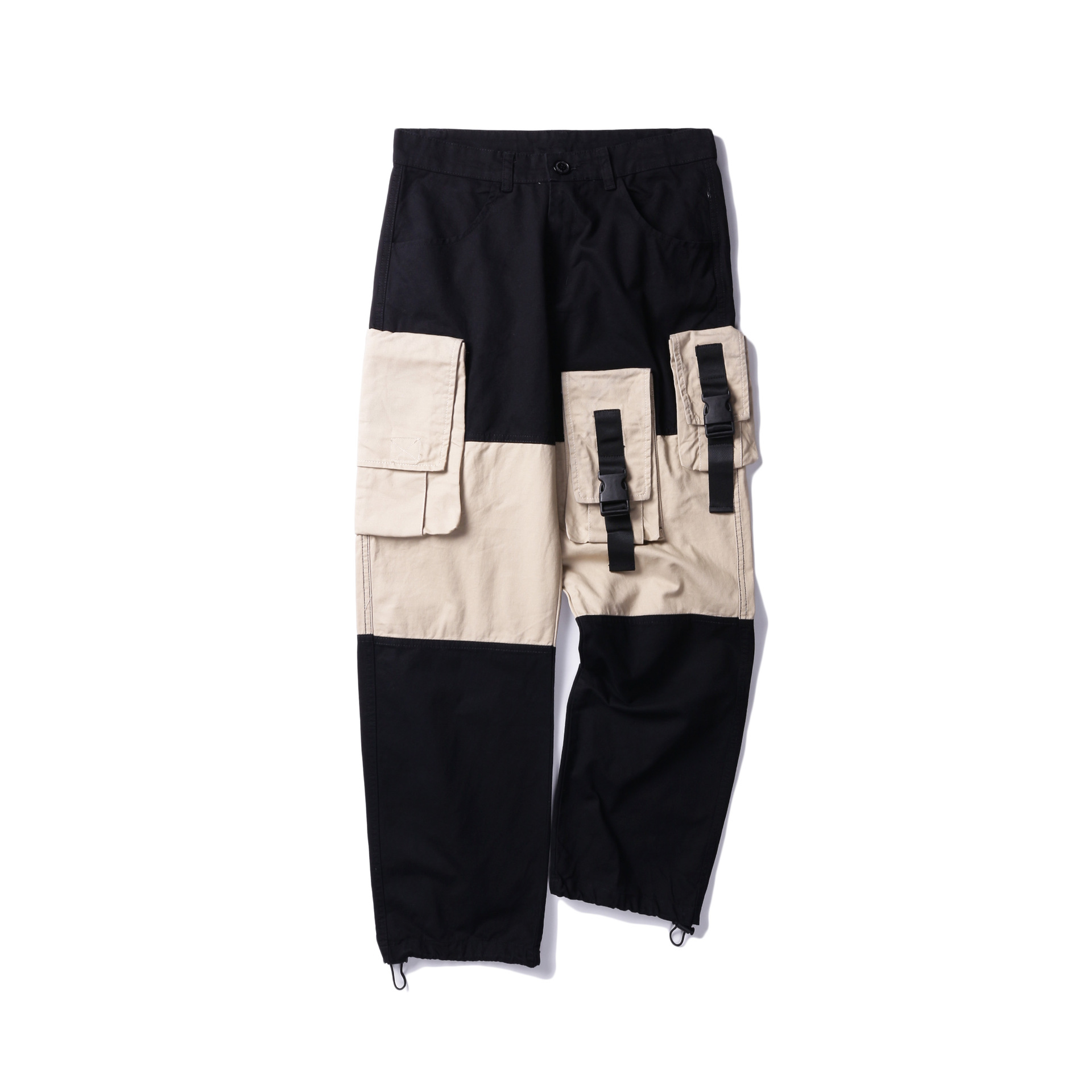 Four seasons Japanese original wild tide brand retro men's overalls trousers color matching loose straight pants